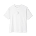 Minimalist "J" Logo Boxy Tee — Oversized White T-Shirt