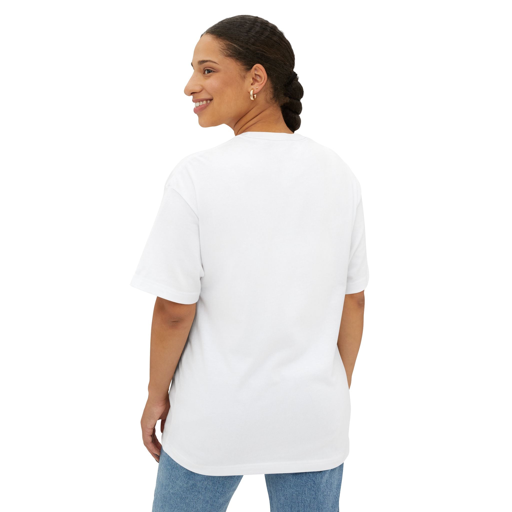 Minimalist "J" Logo Boxy Tee — Oversized White T-Shirt