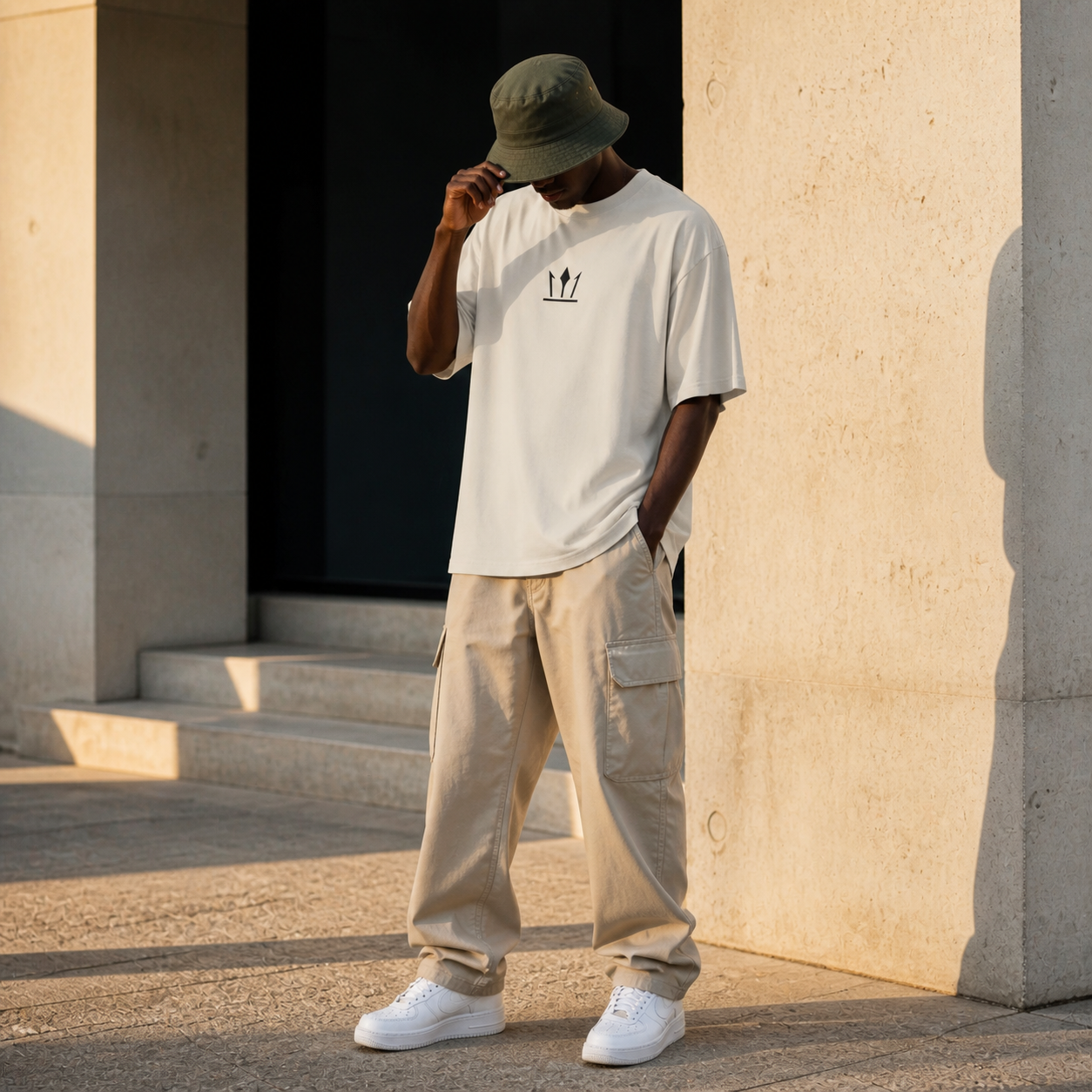 Signature Oversize JUVENN Écru porté debout
